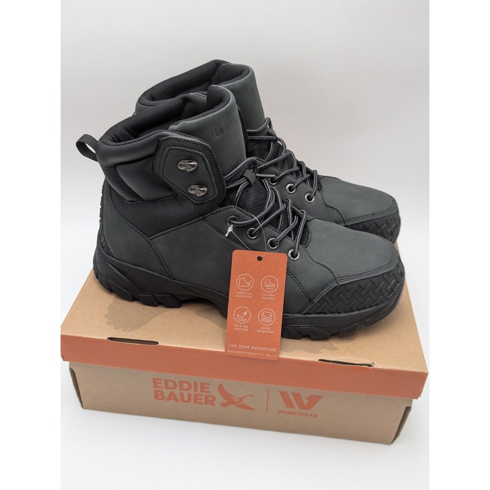 Eddie Bauer Azimuth Steel Toe Work Boots Mens 11.5 M Black Gray Safety Boots